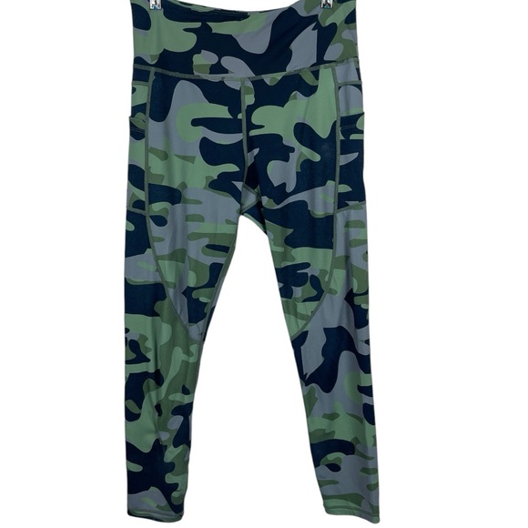 🥑5/$25 Zyia Active Leggings Size Large Womens Camo Green Gray high waist - Picture 1 of 5